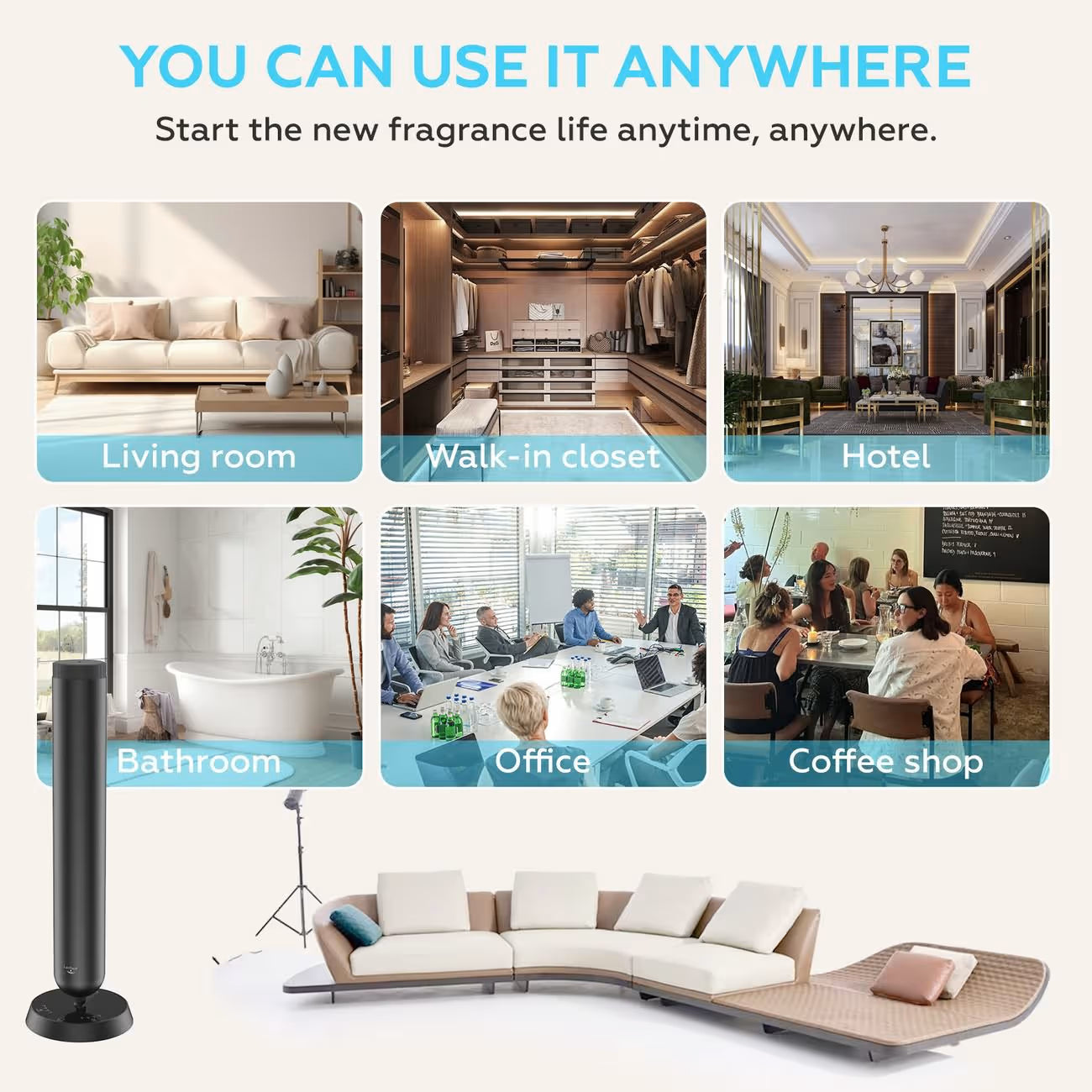 Lantixin Waterless Essential Oil Diffuser - Textured Metallic Aroma Diffuser for Large Room - Oil Diffusers for Homes, Offices, Hotels