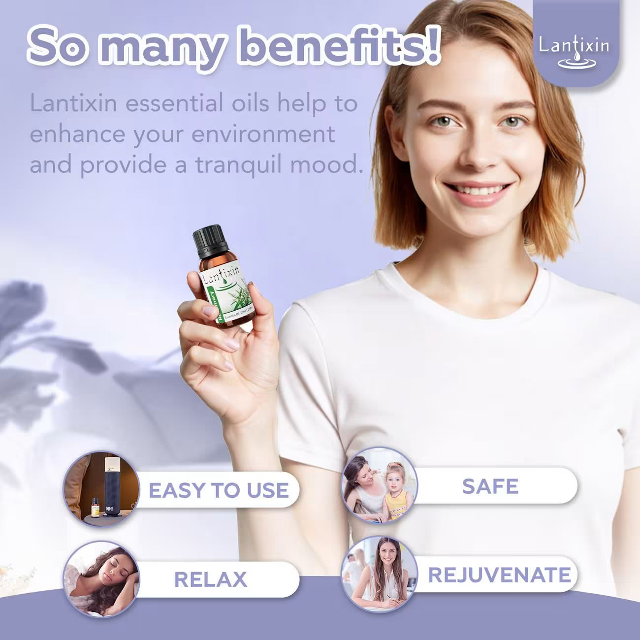 Lantixin Rosemary Essential Oils - Natural Essential Oils for Diffusers