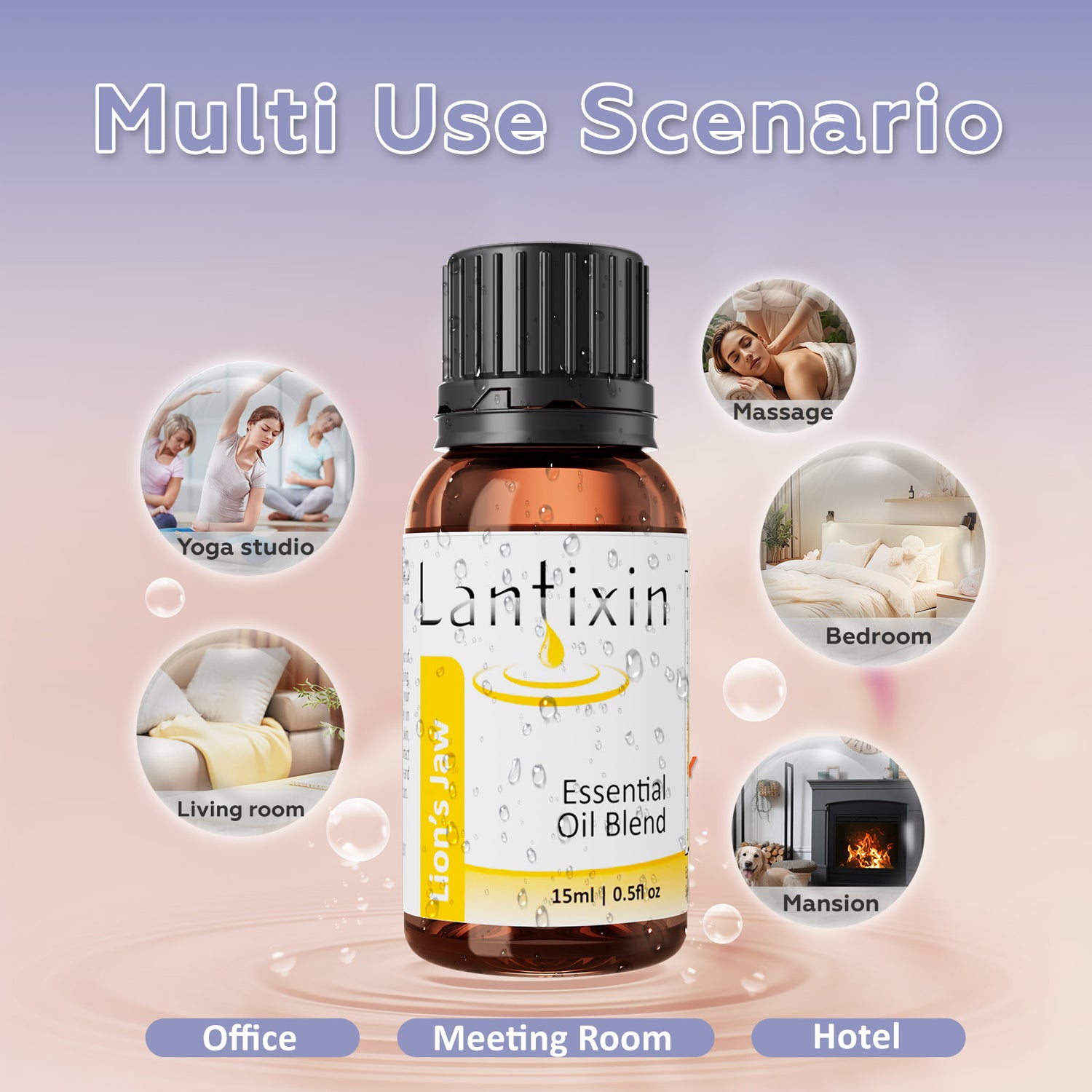 Lantixin Lion's Jaw Fresh Essential Oil Blend with Clove, Fennel & Jasmine Oil for Hotel, Home – Premium Scent – 0.5 oz