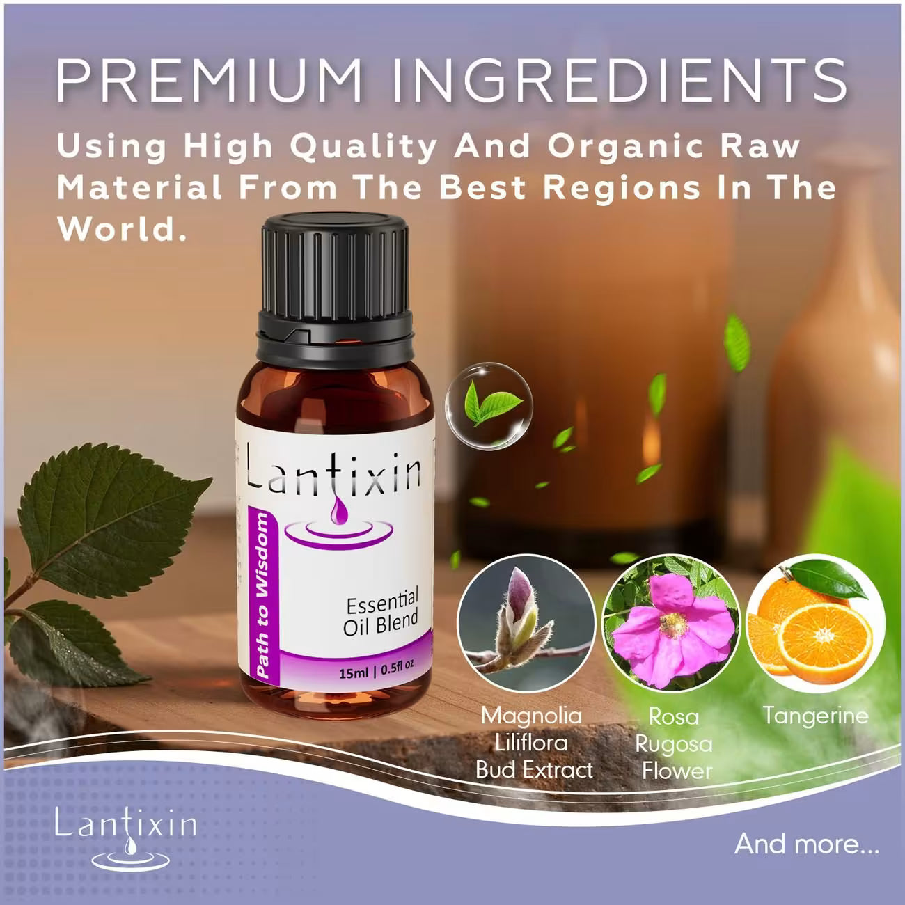 Lantixin Path to Wisdom Sweet Essential Oils Blend - Tangerine, Lemon and Rosa Rugosa Flower Essential Oils