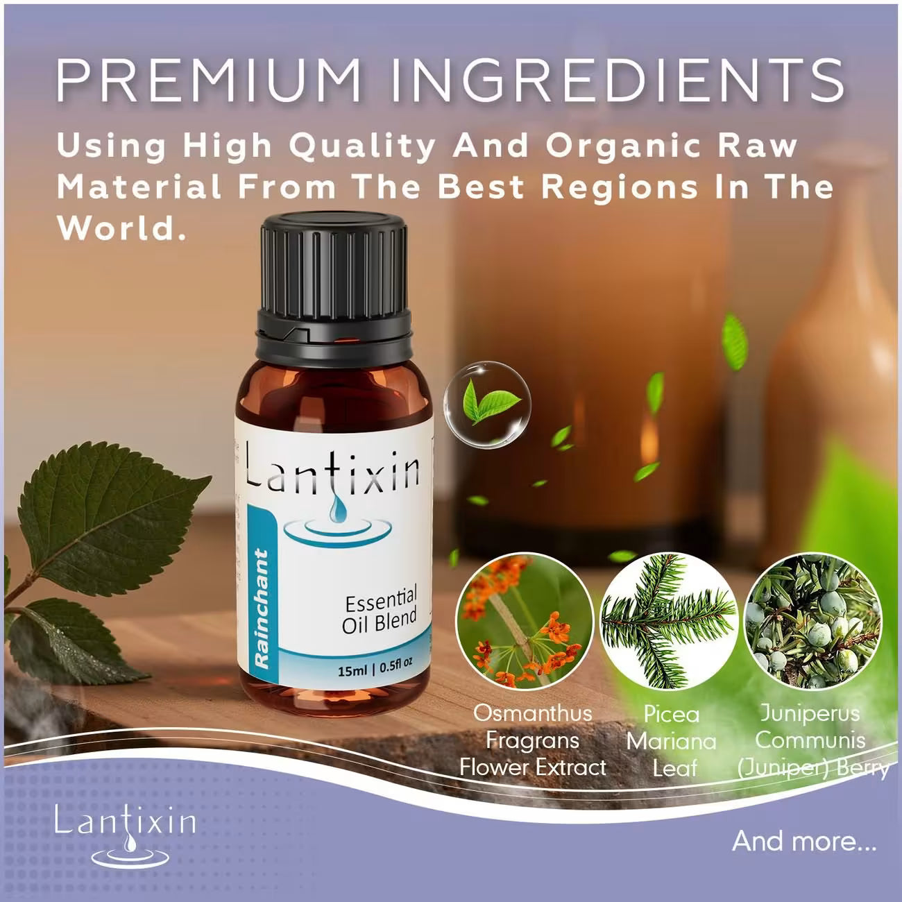 Lantixin Rainchant Awaken Essential Oil Blend - Osmanthus, Black Spruce And Ylang Ylang Aromatherapy Oils