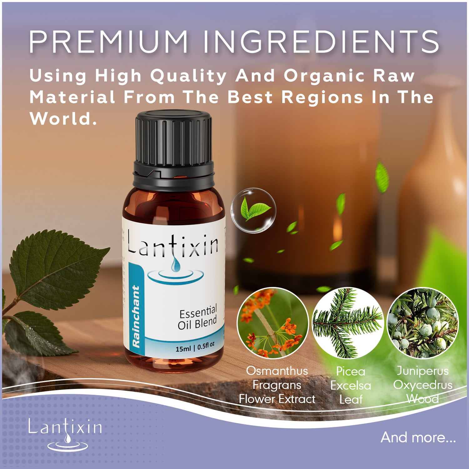 Lantixin Rainchant Awaken Essential Oil Blend - Osmanthus, Black Spruce And Ylang Ylang Aromatherapy Oils